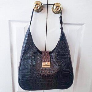 BRAHMIN MAGGIE COCOA MELBOURNE LEATHER SHOULDER BAG
